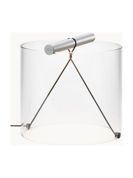 Lampada da tavolo piccola a LED luce regolabile To-Tie, Paralume: vetro, Struttura: alluminio rivestito, Argentato, trasparente, Ø 21 x Alt. 19 cm