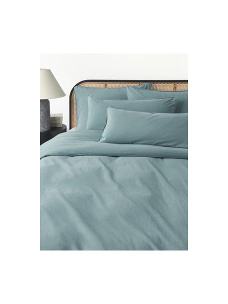 Funda nórdica de percal lavado Debbie, Azul petróleo, Cama 90 cm (155 x 220 cm)