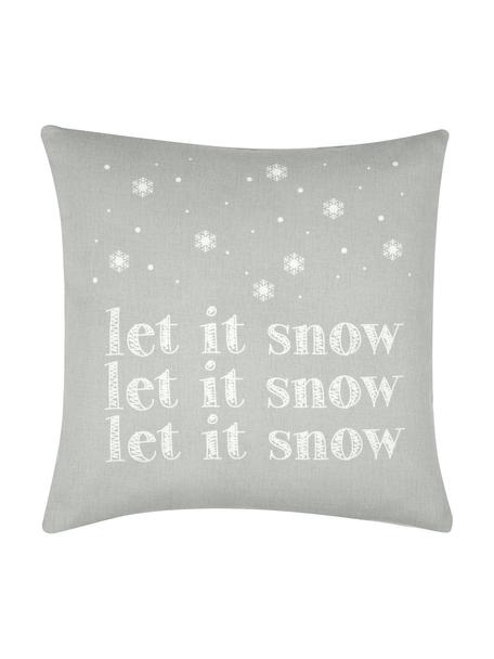 Federa arredo natalizia Snow, Cotone, tessuto panama, Grigio, ecru, Larg. 40 x Lung. 40 cm