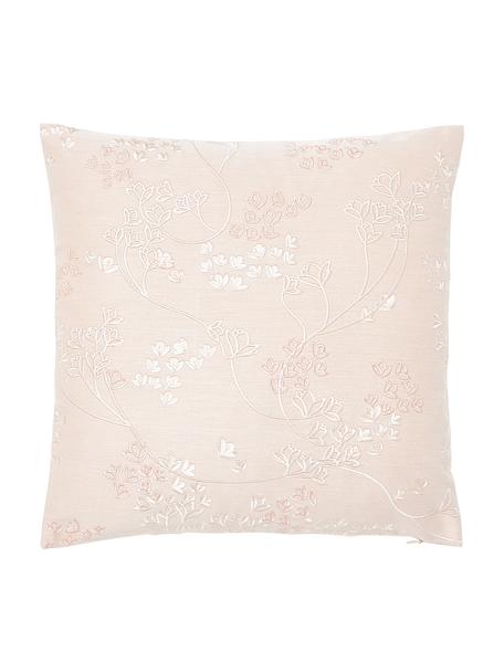 Baumwollsatin-Kissenhülle Cynthia mit Blumen-Muster, 100% Baumwollsatin, Rosa, B 40 x L 40 cm