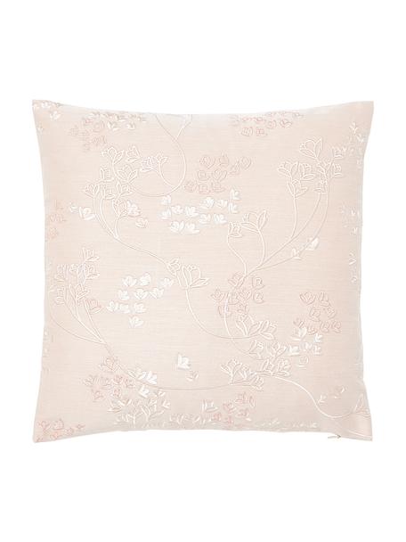 Povlak na polštář z bavlněného saténu s květinovým vzorem Cynthia, 100% bavlněný satén, Růžová, Š 40 cm, D 40 cm