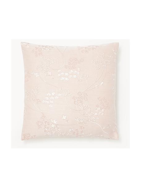 Povlak na polštář z bavlněného saténu s květinovým vzorem Cynthia, 100 % bavlna, Světle růžová, Š 40 cm, D 40 cm