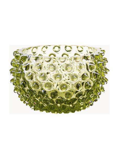 Handgefertigte Snackschalen Hobnail Tapas mit Nagel-Struktur, 4 Stück, Glas, Olivgrün, Ø 12 x H 7 cm