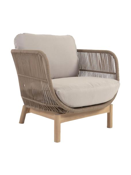 Tuin loungefauteuil Catalina van acaciahout, Bekleding: 100 % polyester, Frame: Acaciahout, FSC-gecertifi, Corduroy beige, acaciahout, B 76 x D 80 cm