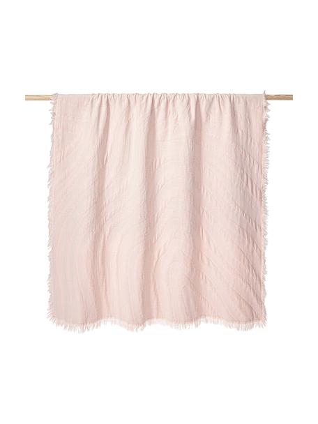 Štruktúrovaná bavlnená deka so strapcami Wavery, 100 % bavlna, Svetloružová, Š 130 x D 170 cm