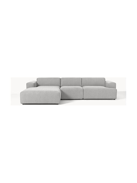 Canapé d'angle 4 places Melva, Tissu gris clair, larg. 319 x prof. 195 cm, dossier à droite