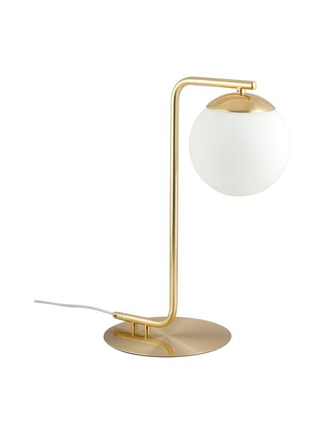 Lampada da tavolo in ottone Grant, Base della lampada: ottone, Paralume: vetro opalino, Ottone, bianco, Larg. 20 x Alt. 41 cm