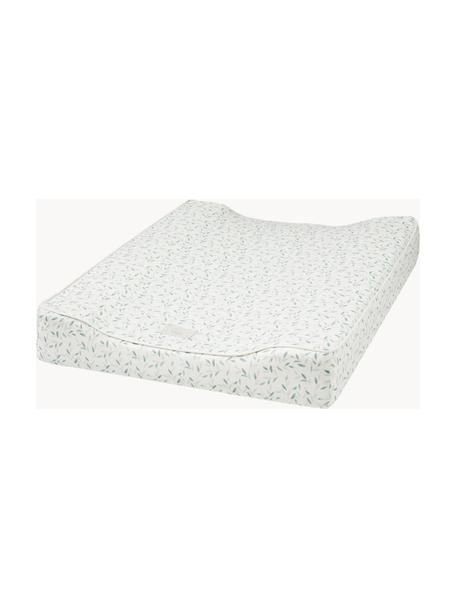 Colchón cambiador de algodón ecológico Green Leaves, Funda: 100% algodón ecológico co, Blanco, verde, An 50 x L 65 cm