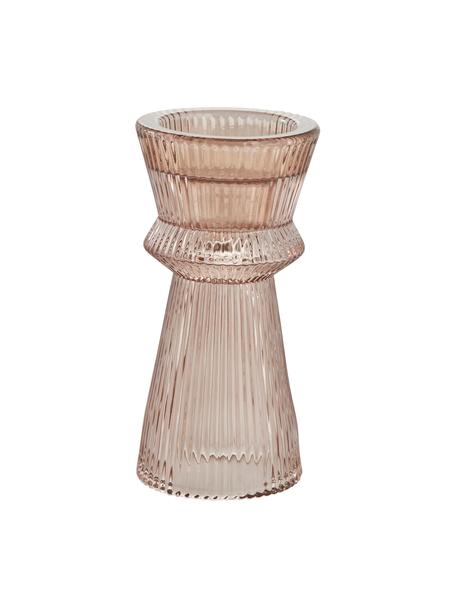 Kerzenhalter Sivia aus Glas, Glas, Rosa, transparent, Ø 6 x H 12 cm
