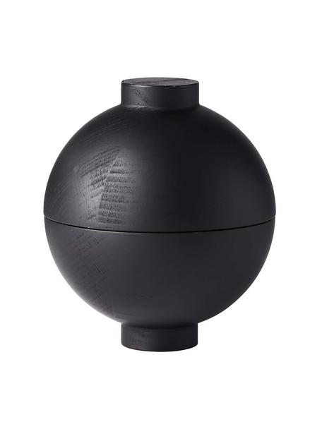 Opbergpot Sphere in zwart, Gecoat hout, Zwart, Ø 12 x H 15 cm
