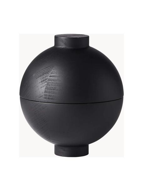 Dóza Sphere, Potažené dřevo, Černá, Ø 12 cm, V 15 cm