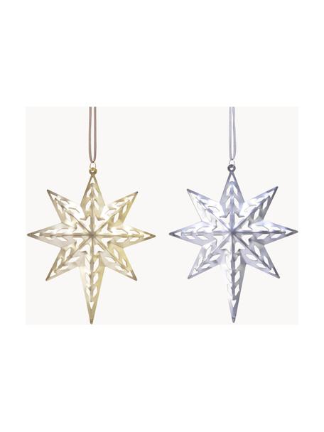 Stern-Anhänger Ginna und Silber, 4er-Set, Metall, Goldfarben, Silberfarben, B 13 x H 28 cm