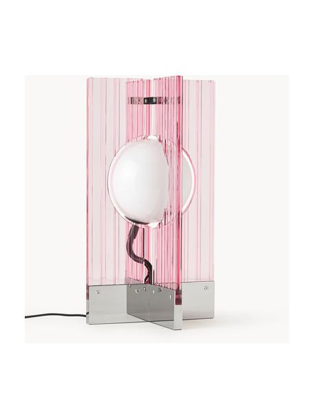 Lampa stołowa Mills, Stelaż: poliakryl, metal malowany, Jasny różowy, odcienie srebrnego, S 25 x W 45 cm