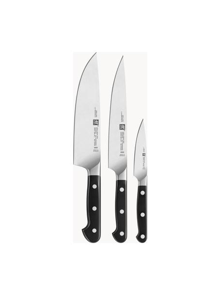 Messer-Set Pro, 3er-Set, Messer: Edelstahl, Griffe: Kunststoff, Silberfarben, Set mit verschiedenen Größen