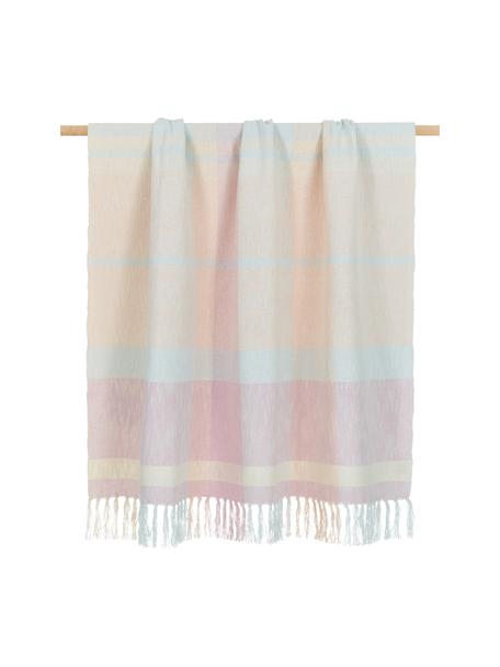 Károvaná bavlněná deka s třásněmi Karen, 100 % bavlna, Růžová, Š 130 cm, D 170 cm