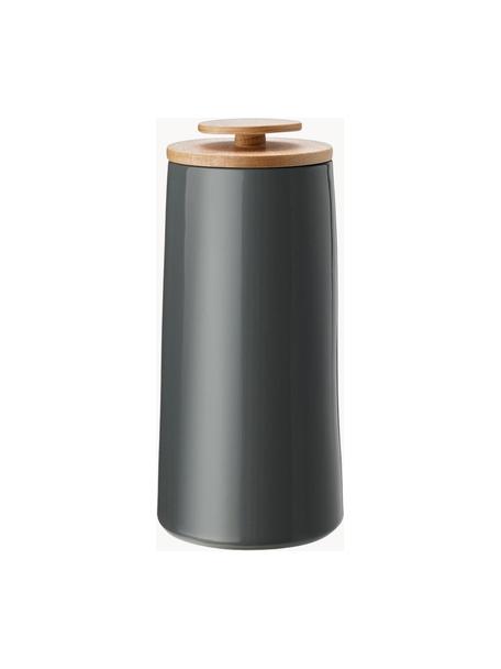 Contenitore Emma alt. 23 cm, Contenitore: Terracotta, smaltato, Coperchio: legno di faggio, Grigio scuro, legno di faggio, Capacità 500 g