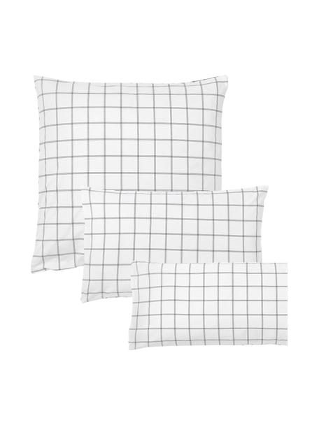 Funda de almohada doble cara de algodón a cuadros Enna, Blanco, negro, An 50 x L 70 cm