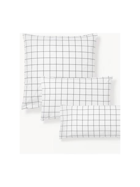 Funda de almohada doble cara de algodón a cuadros Enna, Blanco, negro, An 50 x L 70 cm