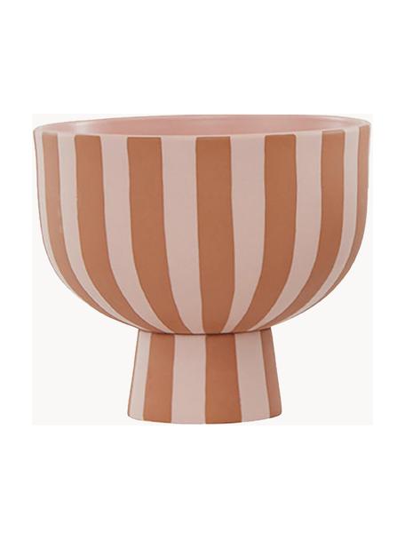 Bol à fruits artisanal Toppu, Grès cérame, Brun, rose, Ø 13 x haut. 15 cm