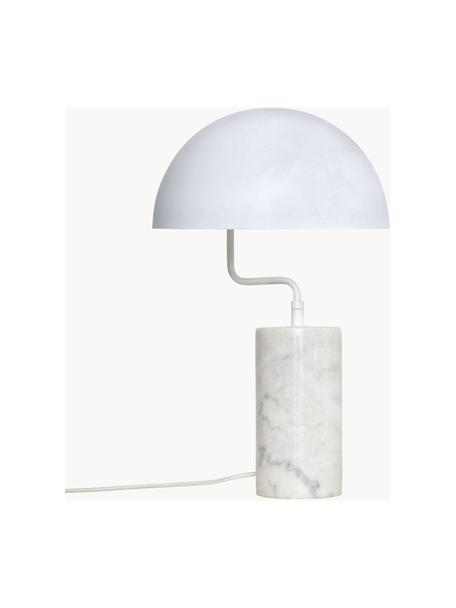 Marmor-Tischlampe Poise, Lampenschirm: Metall, beschichtet, Lampenfuß: Marmor, Weiß, marmoriert, Ø 30 x H 48 cm