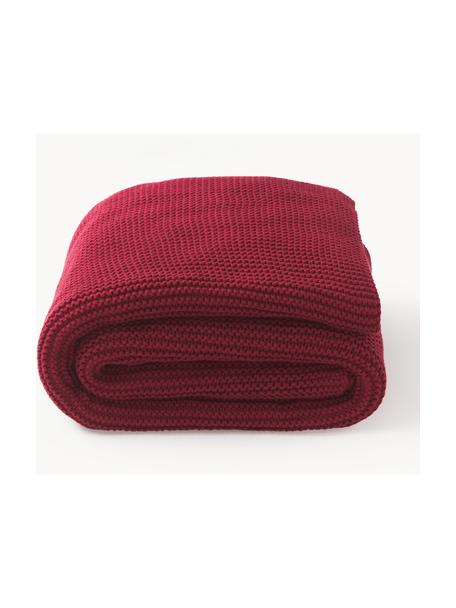 Strickdecke Adalyn aus Bio-Baumwolle, 100% Bio-Baumwolle, GOTS-zertifiziert, Weinrot, B 150 x L 200 cm