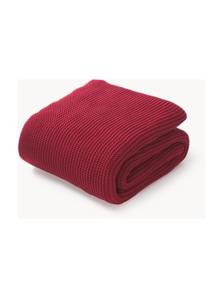 Coperta lavorata a maglia in cotone organico Adalyn, 100% cotone organico certificato GOTS

Il materiale utilizzato in questo prodotto è testato per le sostanze nocive e certificato secondo lo STANDARD 100 by OEKO-TEX® , HOHENSTEIN HTTI, 11.HIN.00050, Rosso vino, Larg. 150 x Lung. 200 cm