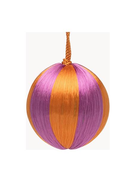 Weihnachtskugeln Corded, 2 Stück, in verschiedenen Grössen, Viskose, Kunststoff, Orange, Lila, Ø 6 cm