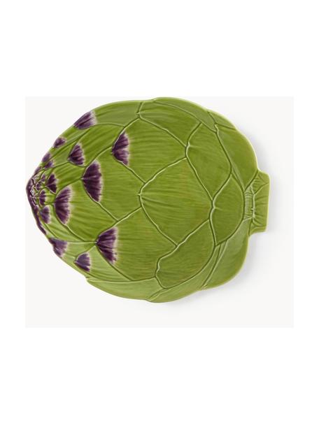 Assiettes plates peintes à la main Artichoke, 2 pièces, Grès cérame, Vert clair, larg. 32 x prof. 27 cm