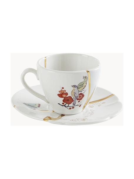 Dizajnová šálka na espresso s podšálkou Kintsugi, Biela, Ø 6 x V 5 cm, 75 ml