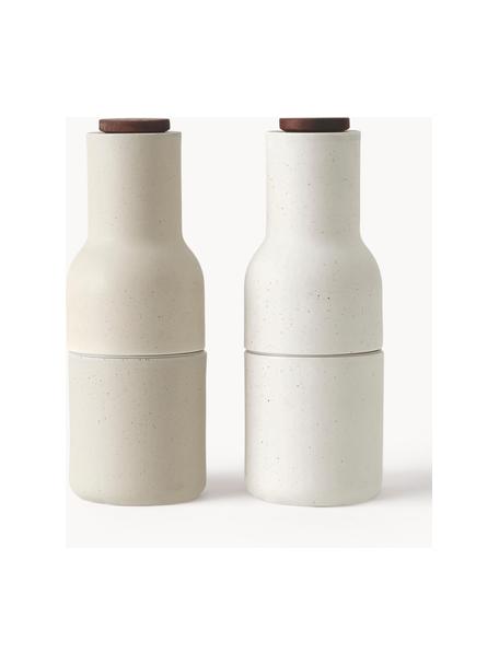 Moulins à sel et à poivre design avec couvercle en noyer Bottle Grinder, 2 élém., Beige clair, blanc, foncé bois, Ø 8 x haut. 21 cm