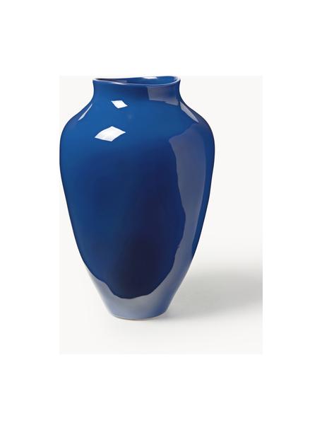 Handgefertigte Vase Latona, H 41 cm, Steinzeug, Royalblau, glänzend, Ø 27 x H 41 cm