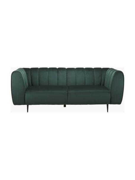 Sofá de terciopelo Shel (3 plazas), Tapizado: 100% terciopelo de poliés, Estructura: madera dura, madera bland, Patas: metal recubierto, Terciopelo verde oscuro, patas negro, An 210 x F 95 cm