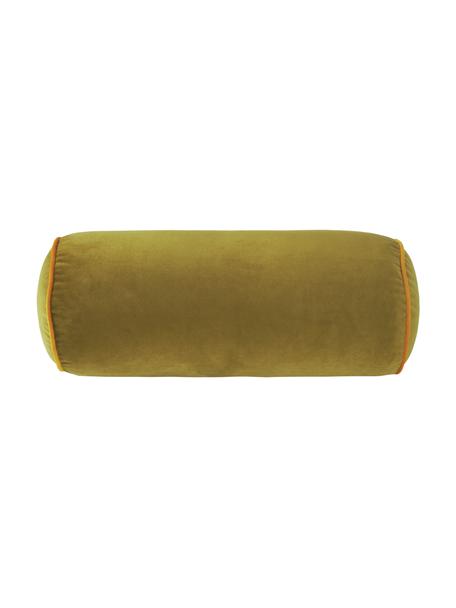 Cuscino divano rullo in velluto verde oliva Monet, Rivestimento: 100% velluto di poliester, Verde oliva, Ø 18 x Lung. 45 cm