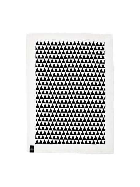 Halbleinen-Geschirrtücher Dreieck, 2 Stück, 50% Leinen, 50% Baumwolle, Weiß, Schwarz, 50 x 70 cm
