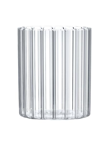 Waterglazen Romantic van borosilicaatglas met groefreliëf, 6 stuks, Borosilicaatglas, Transparant, Ø 8 x H 9 cm, 250 ml