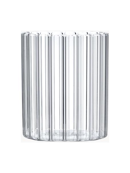 Waterglazen Romantic van borosilicaatglas met groefreliëf, 6 stuks, Borosilicaatglas, Transparant, Ø 8 x H 9 cm, 250 ml