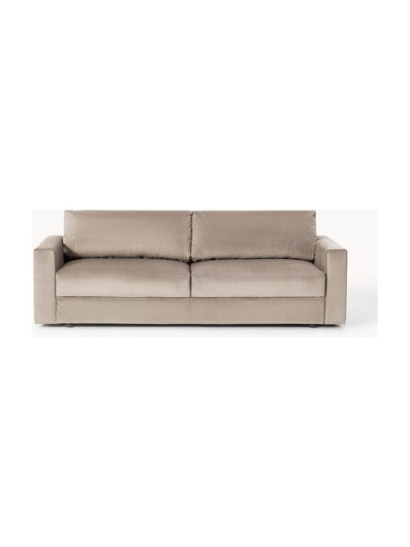 Samt-Schlafsofa Tasha (3-Sitzer) mit Stauraum, Bezug: Samt (100 % Polyester) De, Gestell: Massives Kiefernholz, Spe, Füße: Kunststoff Dieses Produkt, Samt Taupe, B 235 x T 100 cm