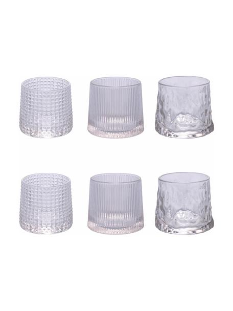 Cocktailgläser Vintage mit Strukturmuster, 6er-Set, Glas, Transparent, Ø 8 x H 8 cm, 174 ml
