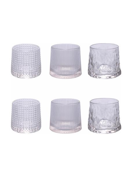Vasos cóctel con relieves Vintage, 6 uds., Vidrio, Transparente, Ø 8 x Al 8 cm, 174 ml