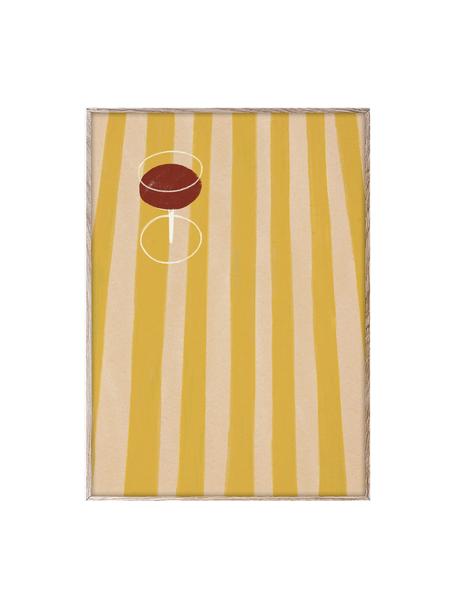 Poster SDO 04, 210 g de papier mat de la marque Hahnemühle, impression numérique avec 10 couleurs résistantes aux UV, Jaune soleil, beige, lie de vin, larg. 30 x haut. 40 cm