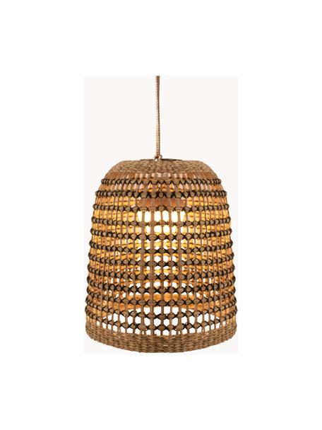 Handgemaakte dimbare LED hanglamp Positano, Lamp: natuurlijke vezels, Bruin, Ø 33 x H 35 cm