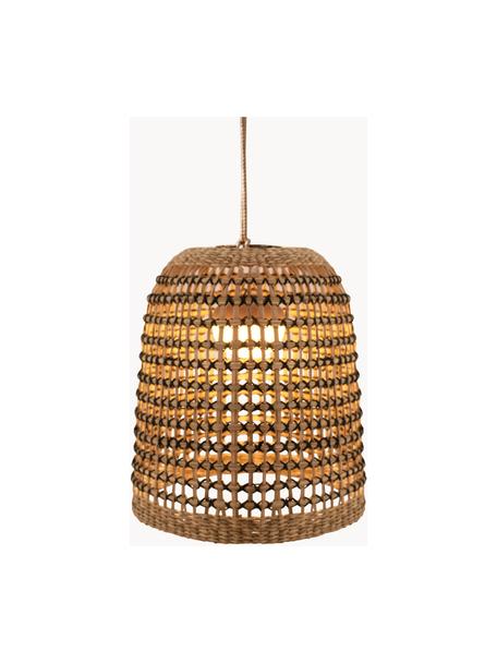 Lampada a sospensione a LED dimmerabile fatta a mano Positano, Lampada: fibra naturale, Marrone, nero, Ø 33 x Alt. 35 cm