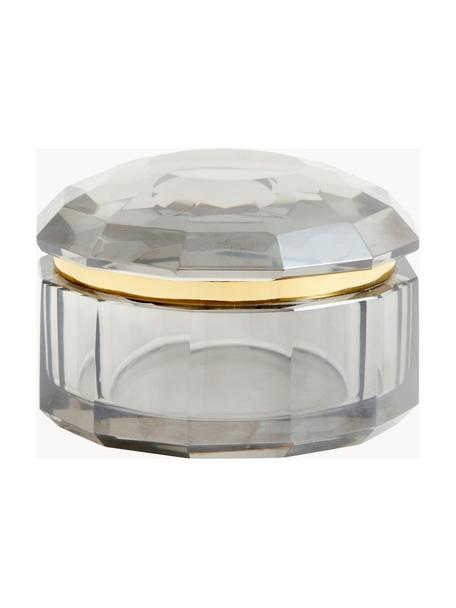 Joyero de cristal Crysta, Cristal, Gris claro, Ø 11 x Al 6 cm