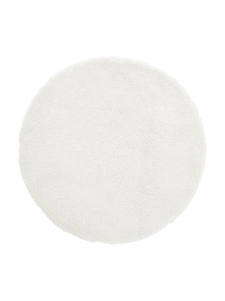 Pluizig rond hoogpolig vloerkleed Leighton, Bovenzijde: microvezels (100% polyest, Onderzijde: 70% polyester, 30% katoen, Crèmewit, Ø 200 cm (maat L)