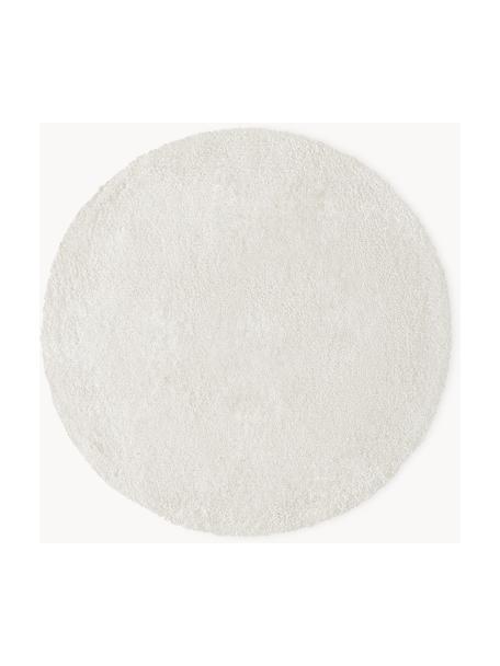 Pluizig rond hoogpolig vloerkleed Leighton, Bovenzijde: microvezels (100% polyest, Onderzijde: 70% polyester, 30% katoen, Gebroken wit, Ø 200 cm (maat L)