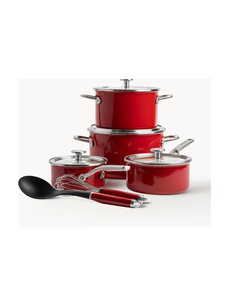 Batería de cocina KitchenAid, 10 pzas., Rojo, Set de diferentes tamaños, 10 pzas.