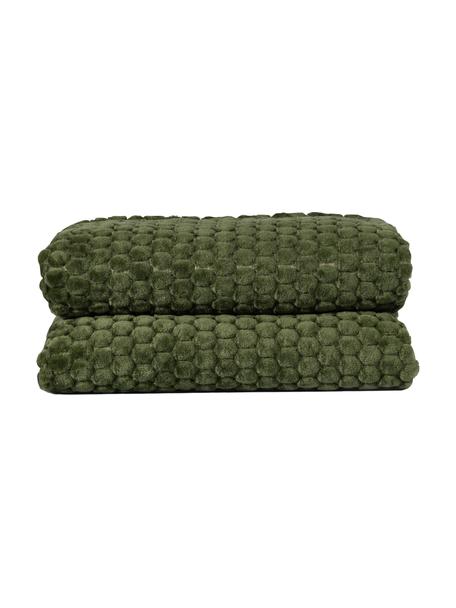 Coperta morbida strutturata Maja, 100% poliestere, Verde, Larg. 130 x Lung. 170 cm