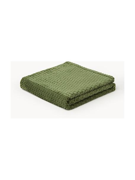 Kuscheldecke Maja mit Strukturoberfläche, 100 % Polyester, Dunkelgrün, B 130 x L 170 cm