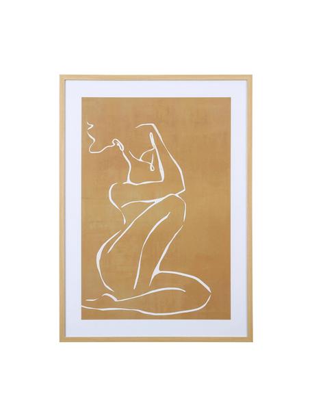 Impression numérique encadrée Femme, Beige, larg. 52 x haut. 72 cm