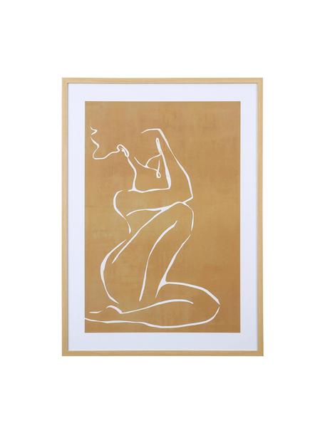 Ingelijste digitale print Femme in beige, Lijst: MDF, Beige, B 52 x H 72 cm